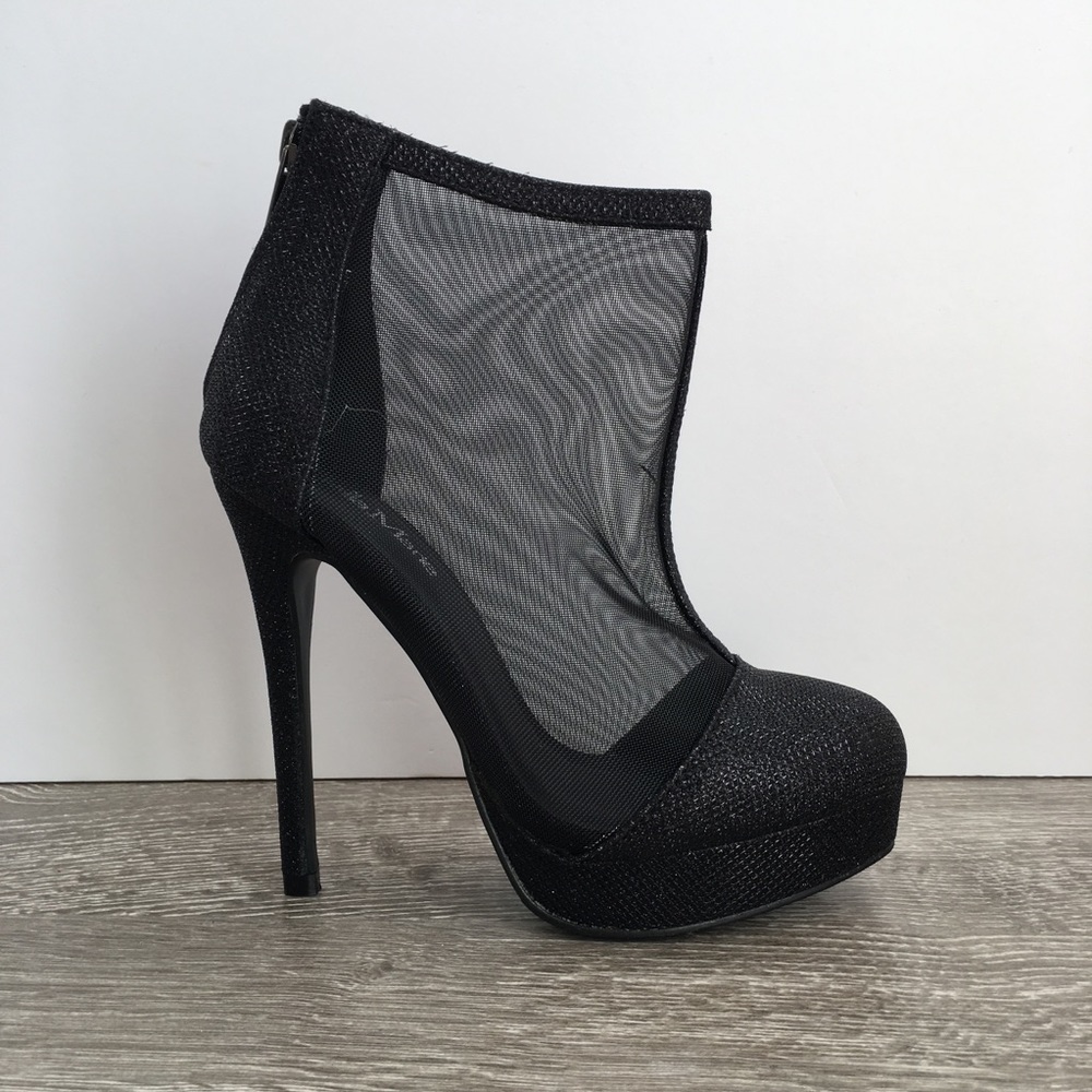 Black mesh glitter stilettos ankle booties - Picture 7 of 7